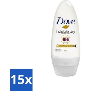 15 x Dove Invisible Dry - Deodorant Roll-on - Anti-Transpirant - 50 ml - Dove Invisible Dry - Anti-transpirant - Zweetblokkerende Crème - Onzichtbare Deodorant - Okselcrème