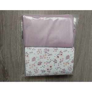 Baby meisjes lange mouw romper biologisch katoen - maat: 50/56 - 1x uni ajour + 1x alloverprint: ""flowers