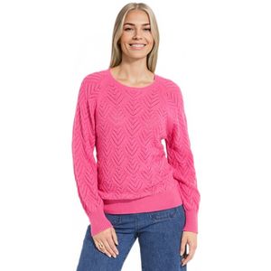 Zachte korte effen opengewerkte trui met ronde hals