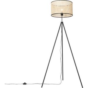 QAZQA kata - Landelijke Tripod | driepoot vloerlamp | Staande Lamp - 1 lichts - H 151 cm - Naturel - Woonkamer | Slaapkamer | Keuken