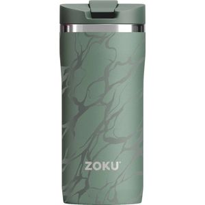 Thermosbeker, 355 ML, RVS/Polypropyleen, BPA vrij, Groen met Print - Zoku