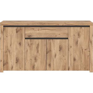 Woody dressoir 4 deuren, 1 lade eik decor,zwart.