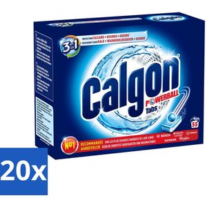20 x Calgon - Wasmachinereiniger - Tegen Kalkaanslag / Wasmiddelresten / Geuren - 55 Tabletten - Wasmachine Reinigen - Kalkverwijderen - Wasmiddelresten Verwijderen - Geuren Neutraliseren - Wasmachine Beschermen