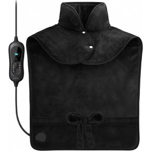 Goliving Elektrische Deken Voor Rug en Nek – Elektrische Warmtedeken – 3 Warmtestanden – Timerfunctie – Machinewasbaar – 1 Persoons - 100 Watt – 90x60cm – Zwart