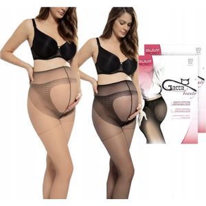 GATTA - Zwangerschapspanty - 20 DEN - Maat M - Zwart / Beige - Dames Panty - Zwanger - Ondersteunende Panty - (2 Stuks)