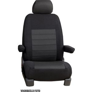 Pasvorm stoelhoezen set (stoel en stoel) Citroen Jumpy / Peugeot Expert / Fiat Scudo / Toyota Proace 2007 t/m 2016 - Stof zwart