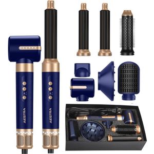 7 in 1 Hairwrap Pro - Aestra - 110.000RPM - - Föhn met Diffuser - Krultang - Föhnborstel - Krulborstel - Airstyler - 1400W - Navy