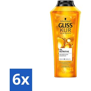 Gliss-Kur - Shampoo - Oil Nutritive - Voedende Shampoo - Voor Stroef & Gespannen Haar - 400 ml - Voordeelverpakking - 6 stuks