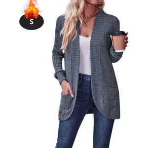 Bovista Vest Dames - Sweater - Sweaters - Hoodie - Warme Trui - Lang - Donkergrijs - S