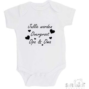 100% katoenen Romper ""Jullie worden overgroot opa & oma"" Unisex Katoen Wit/zwart Maat 62/68 Zwangerschap aankondigen - Bekendmaking zwangerschap - Zwangerschapsaankondiging