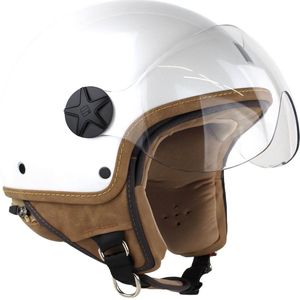 Motocubo Ant - Jethelm met Vizier - Geschikt als Scooter Brommer Motor Snorfiets helm - maat L - Parel Wit - ECE 22.06 goedgekeurd