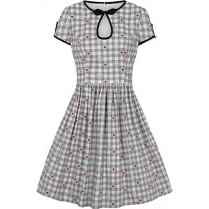 Hell Bunny Hopper Gingham 50's Swing Jurk Grijs
