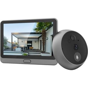 WLAN Deurbell met 166° Groothoek en PIR Sensor - 2MP Deur Spy Camera met 4.3 Inch Kleuren Scherm - 4600mAh Accu - AI Mensenherkenning - Twee-Weg Video Bellen en Live Weergave - Nachtzicht tot 5 Meter - Eenvoudig in Gebruik voor Ouderen en Kinderen