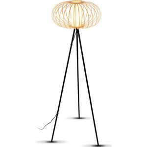 BRILONER - ROTTI - Staande lamp, 153 cm, 1x E27, max. 10W, houtkleurig