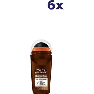 L'Oréal Men Expert - Barber Club - Roll-on Deodorant - Houtachtige Geur - Set van 6 - 50 ml