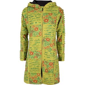 Dames Vest van Katoen met Polyester Fleece voering en vaste capuchon - SHAKALOHA - W Petunia Long Lined LimeCircle 3XL
