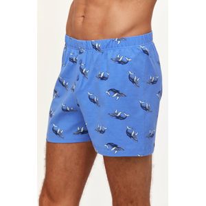 Woody losse boxershort jongens/heren – blauw met walvis all-over print – 231-2-QLB-Z/928 – maat S