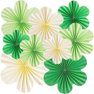 Delicate groene papieren waaiers - 9 stuks voor feestdecoratie en bruiloften