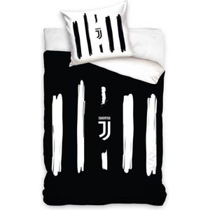 Juventus Logo - Dekbedovertrek - Eenpersoons - 140 x 200 cm - 2-zijdig - Zwart Wit