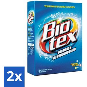 Biotex - Voorwas & Waskrachtversterker - Waspoeder - Witte en Gekleurde Was - 80 Wasbeurten - Voordeelverpakking - 2 stuks