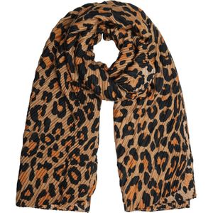Lange warme winter luipaard panter leopard print dames sjaal bruin 90 x 180 cm - sjaal is perfect voor de lente / herfst
