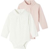 Vertbaudet - Set van 2 Body's - Effen en Met Stippen - Lange Mouwen