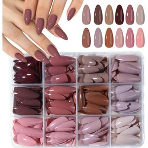 GUAPÀ® Plaknagels Nude Bruine Tinten | 288 stuks valse nagels | Press On Nails | Zelfklevende Plaknagels | Nepnagels | Kunstnagels | Compleet plaknagels starterspakket | Nagels Wraps | Nail Art | Taupe Nagels | 288 stuks plaknagels Nude Bruine Tinten