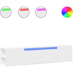 vidaXL - Tv-wandmeubel - met - LED-verlichting - 180x31x39,5 - cm - wit
