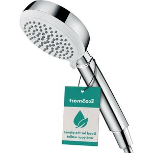 Crometta 100 - waterbesparende douchekop 9 l/min (EcoSmart) handdouche met 4 straalsoorten ronde douchekop (100 mm) spaardouchekop met antikalkfunctie wit/chroom 26827400