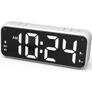 MORIC F1090 - Digitale wekker - Dual Alarm Grote Cijfers Grote Knoppen - Slaapkamer Klok - Wit