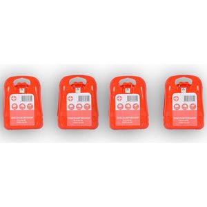 Discountershop EHBO Set van 4 - Rode Kleur - Voor Reizen & Auto - Compact Reisset - 19 Delig Gezondheidproducten in elke EHBO Kit