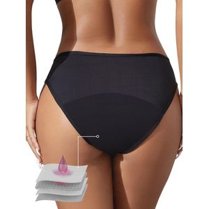 Menstruatie Zwemkleding voor Dames en Meisjes - 4 Laags, Lekvrije Menstruatiebroeken, Bikini Onderstukken, Zwarte Menstruatie Slipjes voor Lichte Menstruatie
