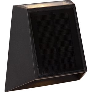 Lucide LUTON - Wandlamp - Zonne-energie - LED Dimb. - 1x1W 2850K/3150K - IP54 - Beweging & dag/nacht sensor - Zwart