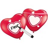 Beschrijfbare hartjes ballonnen 18x stuks - Lefde thema / Valentijn / Huwelijk