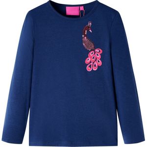 vidaXL - Kindershirt - met - lange - mouwen - 104 - marineblauw