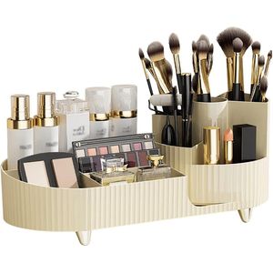 Grote capaciteit 360° roterende make-up borstelhouder - Organizer voor 9 sleuven - Make-up borstels beker voor ijdelheid decor badkamer werkbladen bureau opslag container cosmetische
