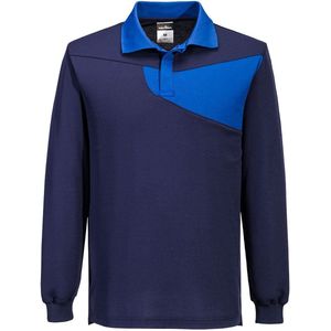 Portwest PW2 Katoen Comfort Poloshirt lange mouw PW218 - marine/korenblauw - L