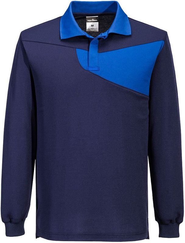Portwest PW2 Katoen Comfort Poloshirt lange mouw PW218 - marine/korenblauw - L