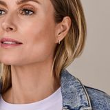 Klapoorringen - Paperclip - Zirkonia - 14K Geelgoud - 12x2mm