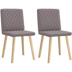 vidaXL - Eetkamerstoelen - draaibaar - 2 - st - stof - taupe