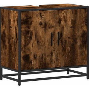 vidaXL - Wastafelkast - 65x33x60 - cm - bewerkt - hout - gerookt - eikenkleurig