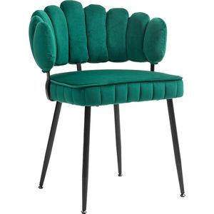 Merax 2-delige Set Eetkamerstoelen met Unieke Ronde Rugleuning - Luxe Fluwelen set van 2 Stoelen voor Eetkamer - Woonkamer en Slaapkamer - Smaragdgroen