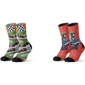 Sock My Feet geschenkdoos sokken heren 39 42 - cadeau voor man - duurzaam - naadloos - Formule 1 Boss
