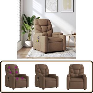 vidaXL Massagestoel - Verstelbaar - Stof - Bruin Massagestoel - Relaxstoel - Lounge Stoel - Elektrische Massage - Trillingmassage