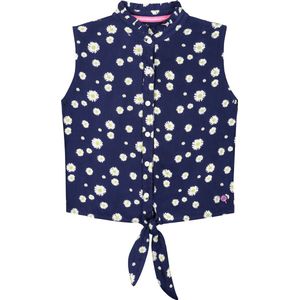 Quapi blouse korte mouwen Anisa blauwe bloemenprint - maat 146/152