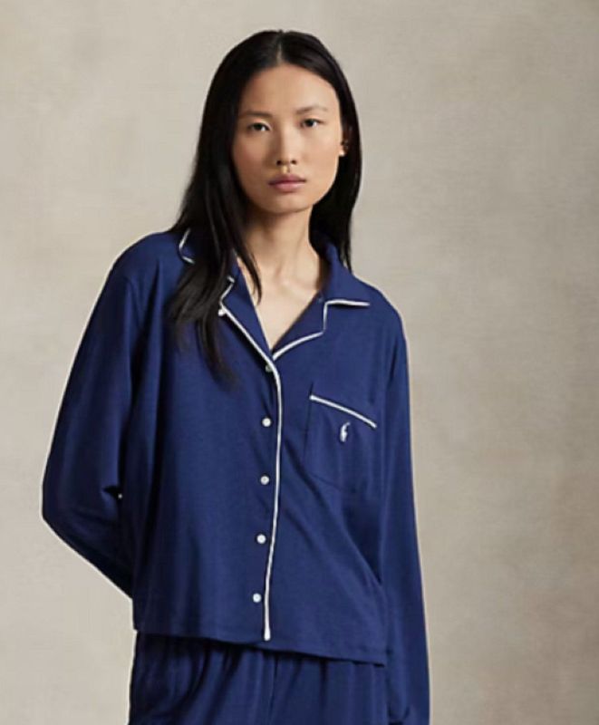 Ralph Lauren, doorknoopdamespyjama, marine, XL