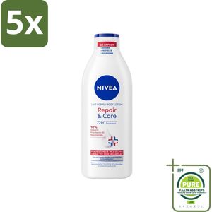5 x Nivea - Repair & Care Bodylotion - 72 uur Hydratatie - Voor Zeer Droge Huid - 400 ml - Grootverpakking - Lichaamslotion - Droge Huid - Zeer Droge Huid - Hydraterende Lotion - NIVEA