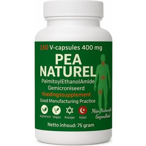 PEA Naturel 150 plantaardige capsules gemicroniseerd Palmitoylethanolamide van ieder 400 mg - chronische pijnen - ook verkrijgbaar in 90 en 270 capsules