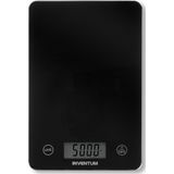 Inventum WS305B - Digitale keukenweegschaal - 1 gr tot 5 kg - Tarrafunctie - Glazen oppervlak - Inclusief batterij - Zwart glas