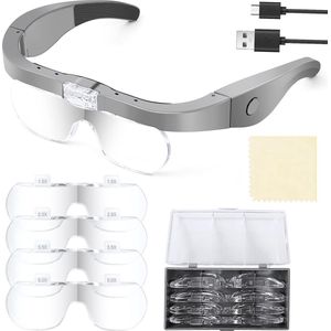 Vergrootglas met LED-verlichting en verwisselbare lenzen voor ambachten en sieraden